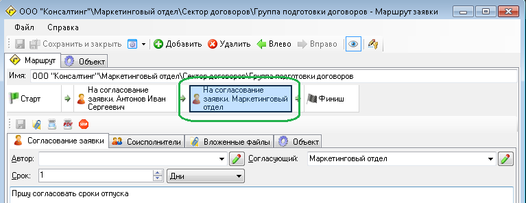 Подразделение как исполнитель точки согласования